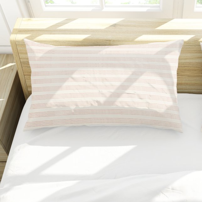Dusty Rose Modern Minimalist Stripe Boho  Pillow Case (Dusty Rose Modern Minimalist Stripe Boho Pillow Case)