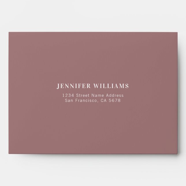 Dusty Rose Modern Minimalist Wedding Envelope (Front)