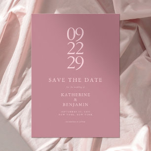 Dusty Rose Modern Minimalist Wedding Save The Date