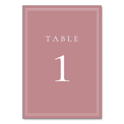 Dusty Rose Modern Minimalist Wedding Table Number