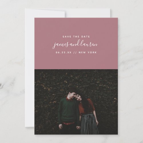Dusty Rose Modern Photo Save the Date Announcement