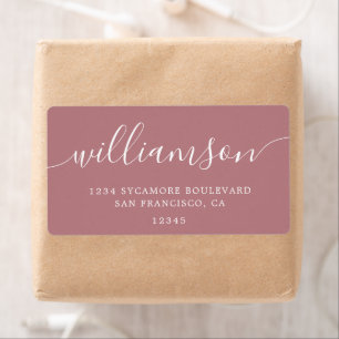 Dusty Rose Modern Script Return Address Label