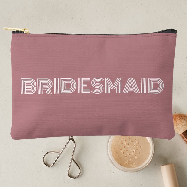 Dusty Rose Modern Typography Bridesmaid Accessory Pouch (In Situ Makeup)