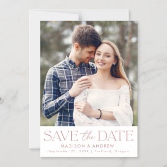 Dusty Rose | Modern Typography Photo Save the Date Magnetic Invitation ...