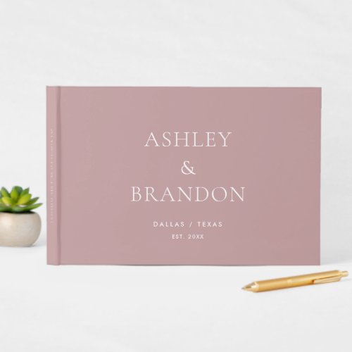 Dusty Rose Modern Wedding Custom Guest Book