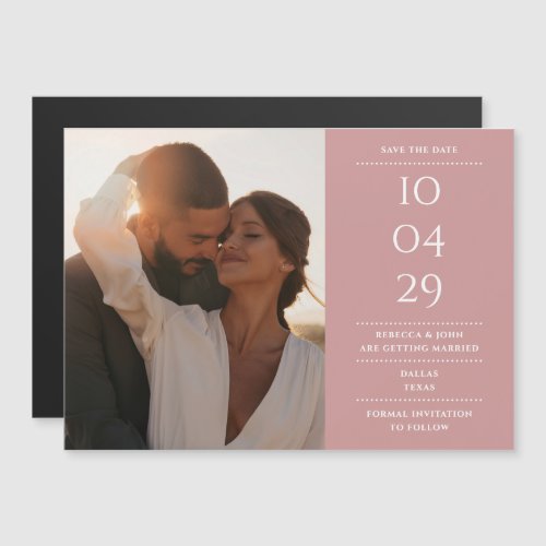 Dusty Rose Modern Wedding Photo Save The Date Magnetic Invitation