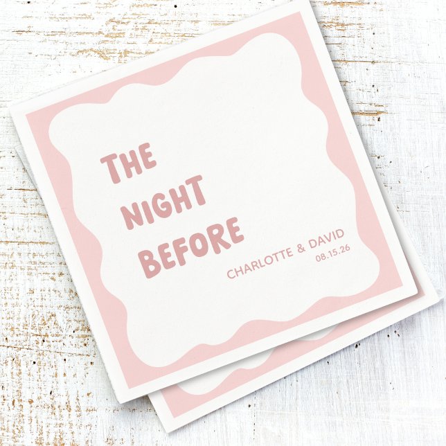 Dusty Rose Modern Welcome Party Rehearsal Dinner Napkins (With their dusty rose color, these custom napkins bring a subtle elegance to your rehearsal dinner.)