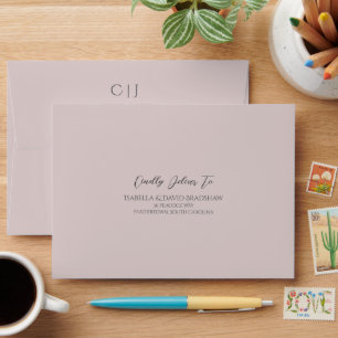 Dusty Rose Monochromatic Wedding Wedding Envelope