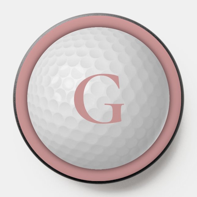 Dusty Rose Monogram Golf Ball PopSocket (Popsocket)