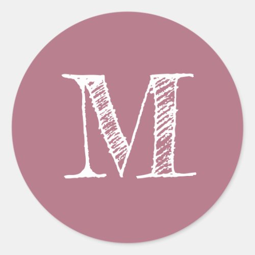 Dusty Rose Monogram Initial Classic Round Sticker