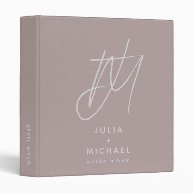 Dusty Rose Monogram Photo Album Binder (Front/Spine)