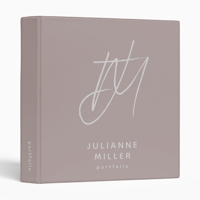 Dusty Rose Monogram Portfolio Binder (Front/Spine)