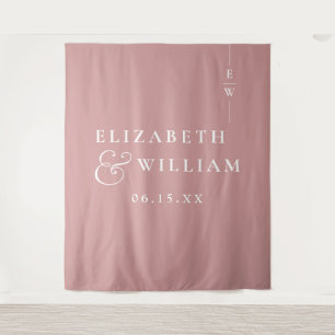 Dusty Rose Monogram Wedding Photo Backdrop