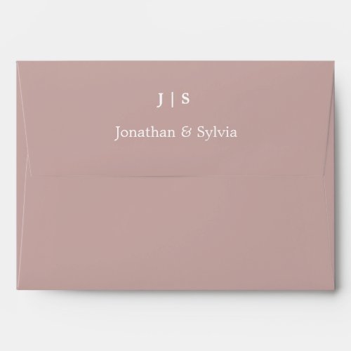 Dusty Rose Monograms Name Initials Weddings Simple Envelope