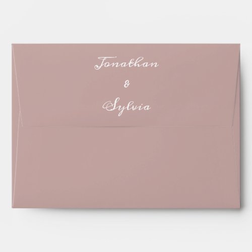 Dusty Rose  Monograms Name Weddings Elegant Simple Envelope