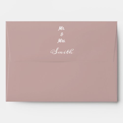 Dusty Rose  Monograms Name Weddings Simple Elegant Envelope