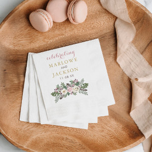 Dusty Rose Moody Floral Boho Monogram Wedding Napkins