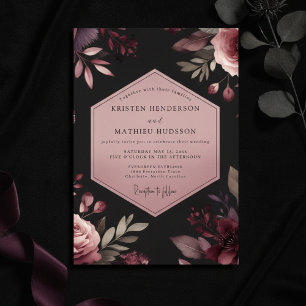 Dusty Rose Moody Floral Romance Wedding Invitation