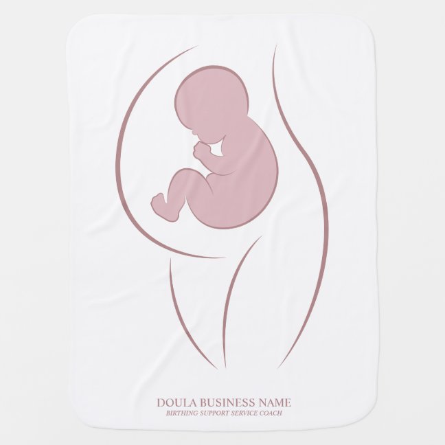 Dusty Rose Mother and Baby Silhouette Line Art Blanket