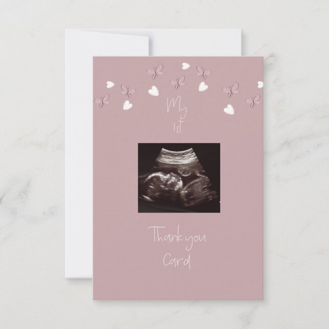 Dusty Rose My 1st Thank You Card Funny (Front)