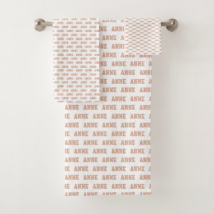Dusty Rose Name Pattern Modern Bath Towel Set