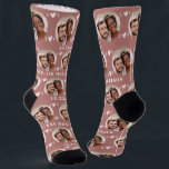 Dusty Rose Newlyweds Photo Pattern Wedding Socks<br><div class="desc">These cute dusty rose photo pattern wedding socks feature the newlywed couple's photo and white hearts in an offset pattern and your names and wedding date! These are perfect for the groom as he walks down the aisle, as a bridal party favor, or as a bridal or couple's shower gift...</div>