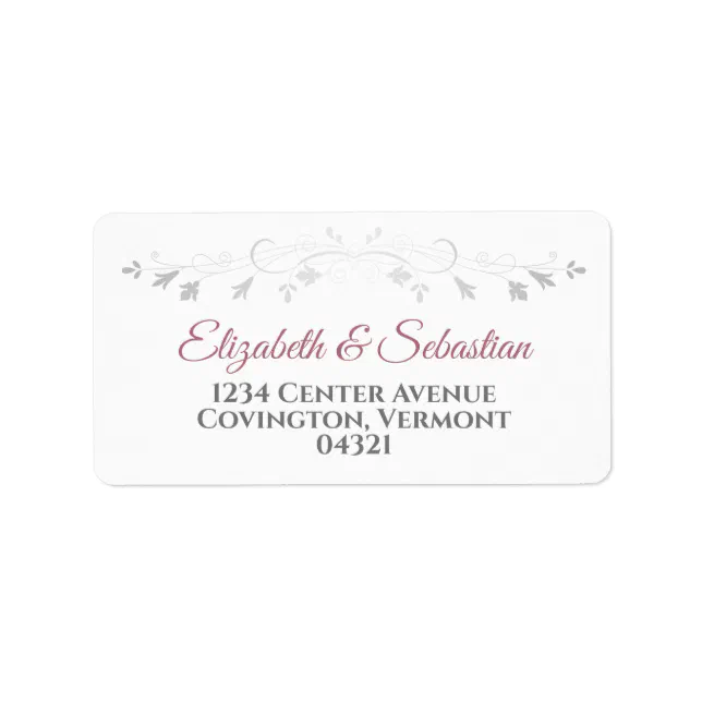 Dusty Rose on White Elegant Wedding Address Label | Zazzle