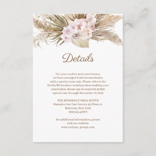 Dusty Rose Orchid Pampas Grass Gold Arch Details E Enclosure Card