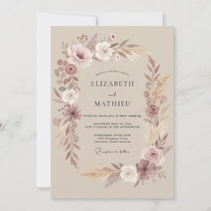 Dusty Rose Organic Swirl Wedding Invitation