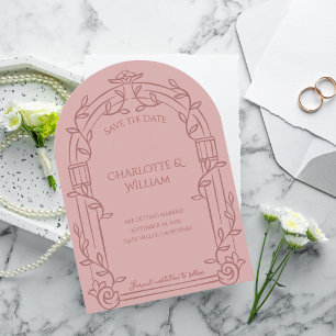 Dusty Rose Ornate Arch Wedding Save the Date