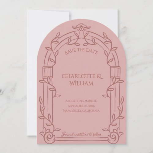 Dusty Rose Ornate Arch Wedding Save the Date