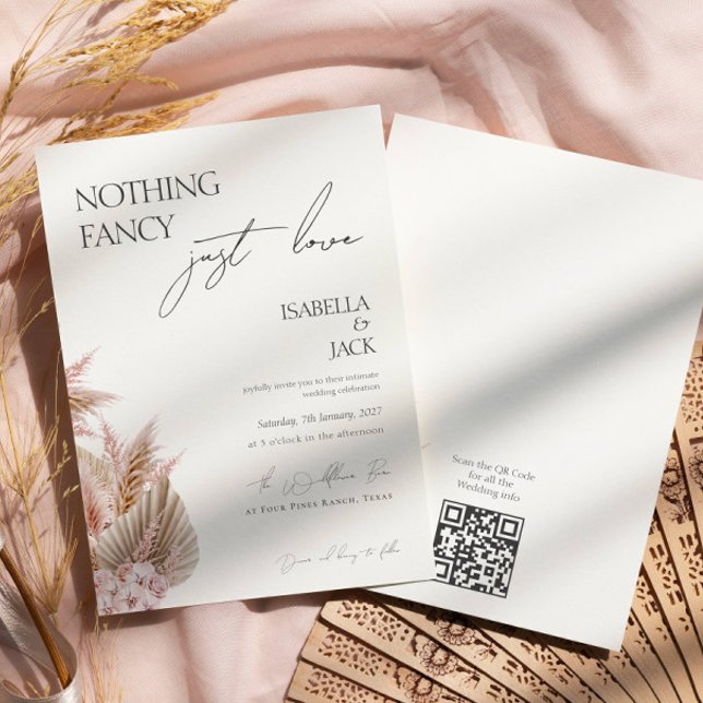Dusty Rose Pampas Grass Intimate Wedding  Invitation (Creator Uploaded)
