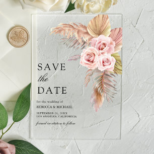 Dusty Rose Pampas Grass Wedding Save the Date