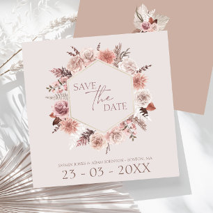 Dusty Rose Pampas Grass Wreath Save The Date