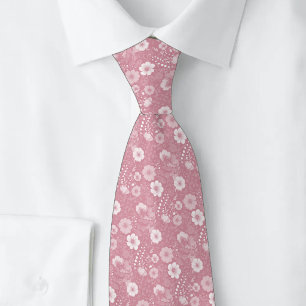 Dusty Rose Pansies Neck Tie
