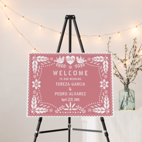 Dusty rose Papel Picado wedding welcome Foam Board