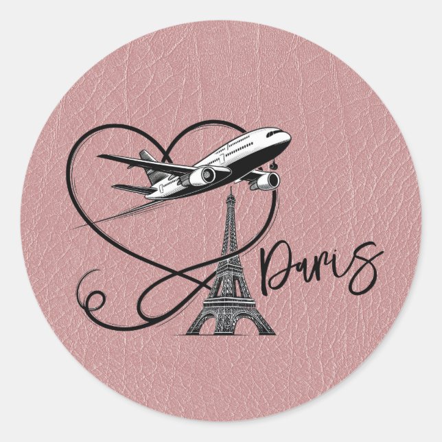 Dusty Rose Paris Passport  Classic Round Sticker (Front)