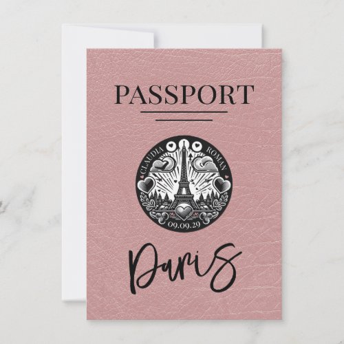 Dusty Rose Paris Passport Save the Date