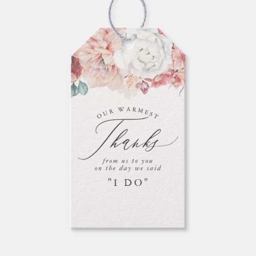 Dusty Rose Peach Flowers Elegant Thank You Gift Tags