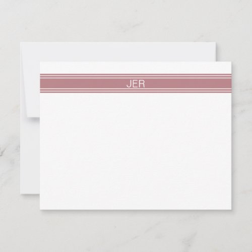 Dusty Rose Personalized Monogram Name Initials Note Card