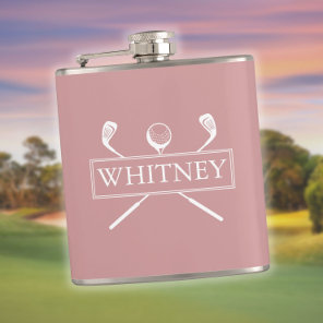 Dusty Rose Personalized Name Clubs And Ball Flask