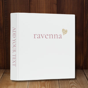 Dusty Rose Personalized Name Gold Leopard Heart 3 Ring Binder
