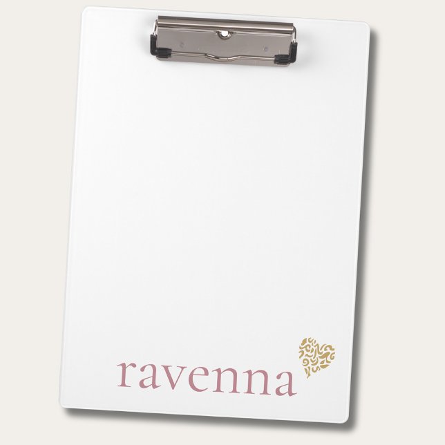Dusty Rose Personalized Name Gold Leopard Heart Clipboard (Creator Uploaded)