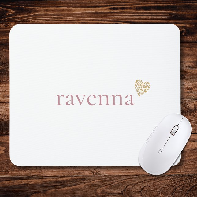 Dusty Rose Personalized Name Gold Leopard Heart Mouse Pad (Creator Uploaded)