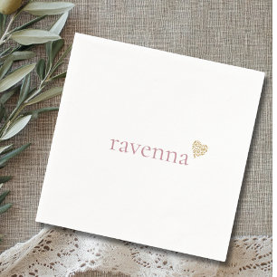 Dusty Rose Personalized Name Gold Leopard Heart Napkins