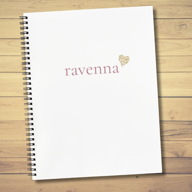 Dusty Rose Personalized Name Gold Leopard Heart Notebook (Creator Uploaded)