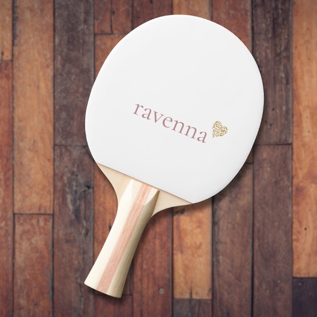 Dusty Rose Personalized Name Gold Leopard Heart Ping Pong Paddle (Creator Uploaded)