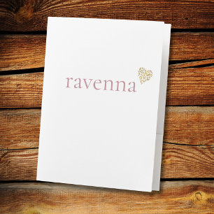 Dusty Rose Personalized Name Gold Leopard Heart Pocket Folder