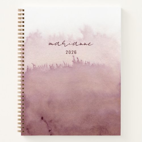 Dusty Rose Personalized Watercolor Script Sketch Notebook