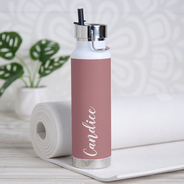 Dusty Rose Personalized Wedding Bridesmaid Water Bottle (Yoga)